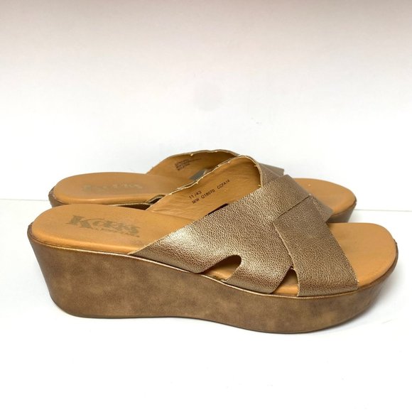 Kork Ease Madera Leather Wedge Slides Sandal Platforms 11 - Picture 1 of 7